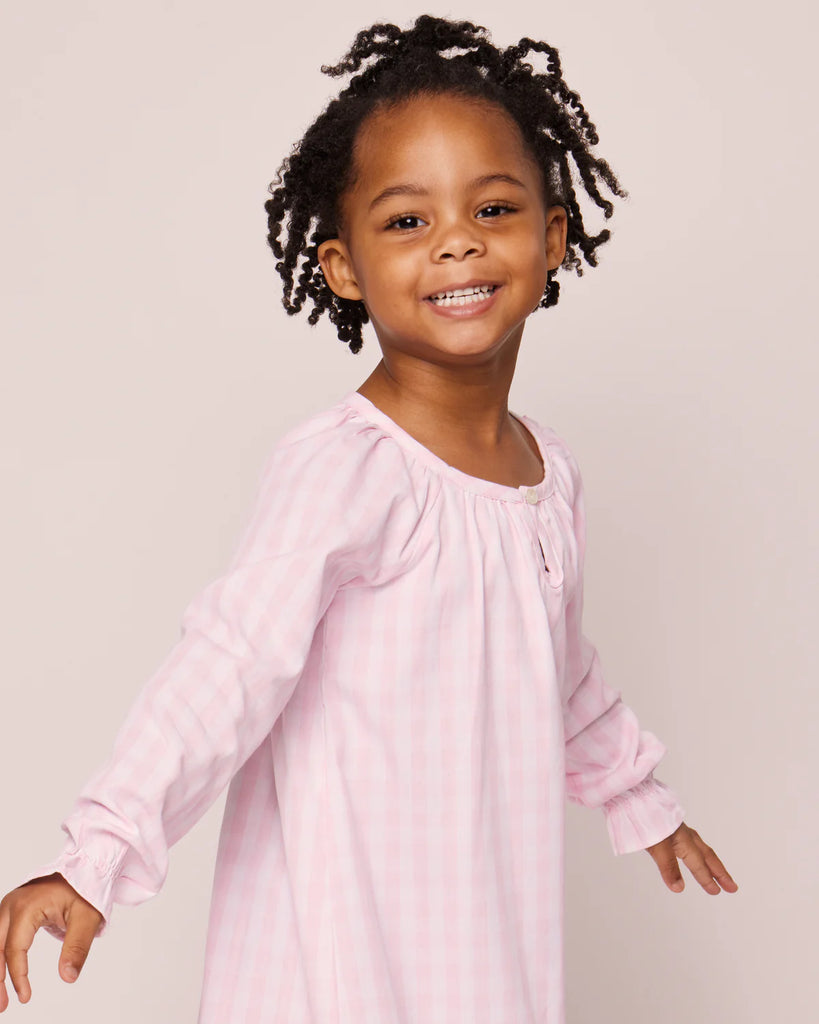 Girl's Twill Delphine Nightgown in Pink Gingham