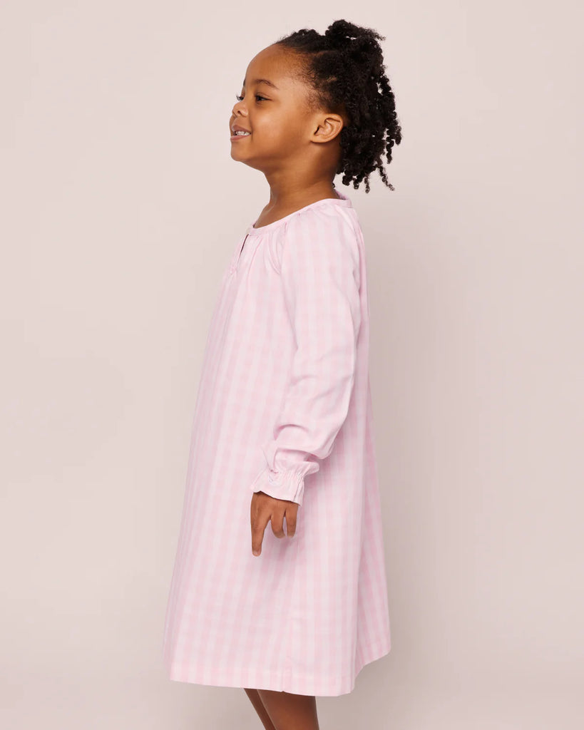 Girl's Twill Delphine Nightgown in Pink Gingham