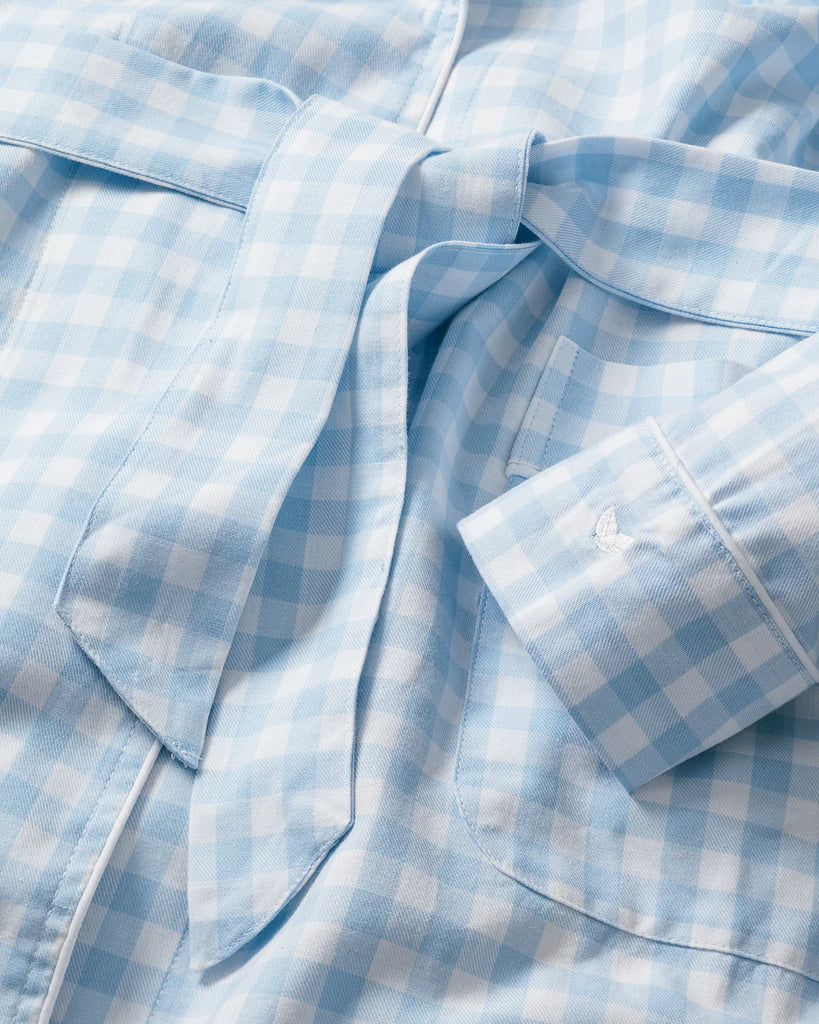 Kid's Twill Robe in Light Blue Gingham