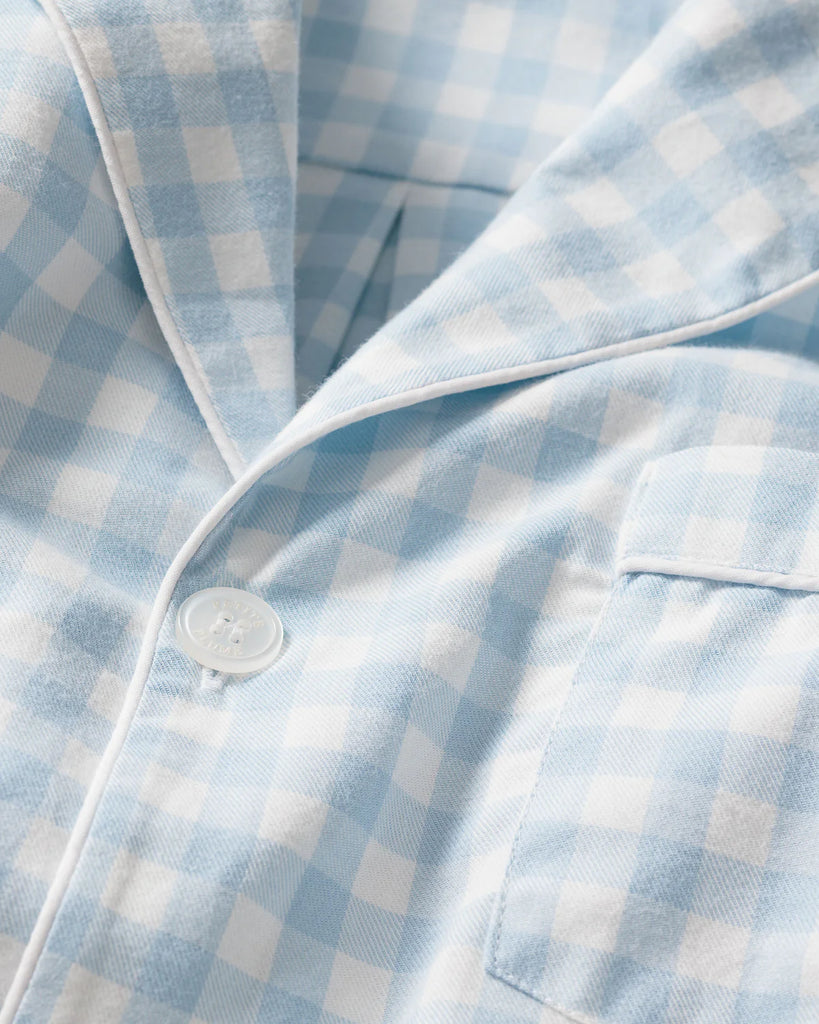 Kid's Twill Pajama Set in Light Blue Gingham