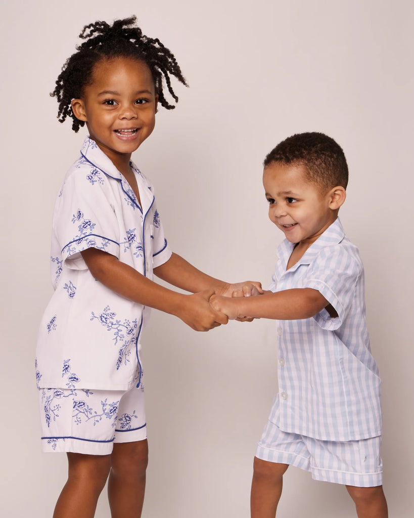 Light Blue Gingham Twill Short Set